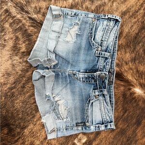 Silver Jeans Light Blue Distressed Jean Shorts